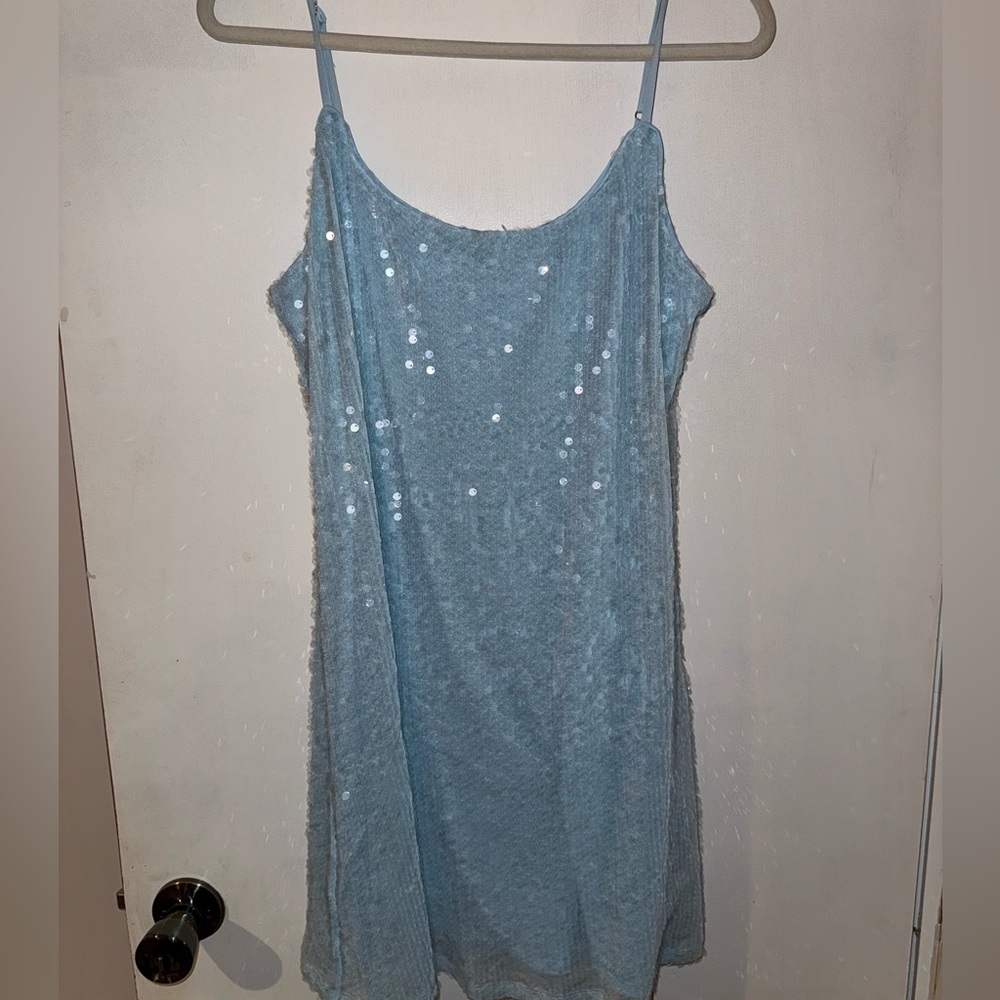 NWT Blue Sequin Shift Dress Size L